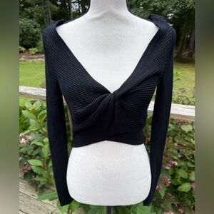 Abercrombie & Fitch Black Twist Front Crop Sweater Size S